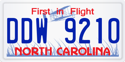 NC license plate DDW9210