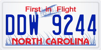 NC license plate DDW9244