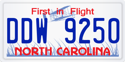 NC license plate DDW9250