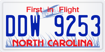 NC license plate DDW9253