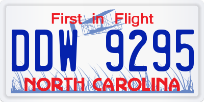 NC license plate DDW9295