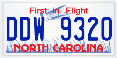 NC license plate DDW9320