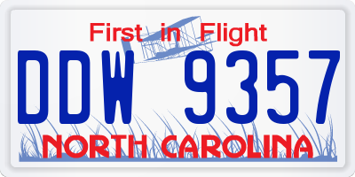 NC license plate DDW9357