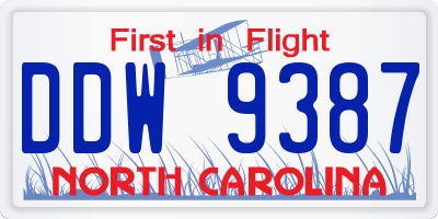 NC license plate DDW9387