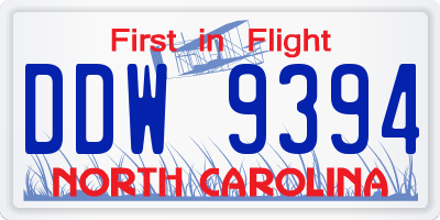NC license plate DDW9394