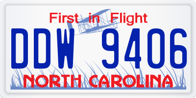 NC license plate DDW9406