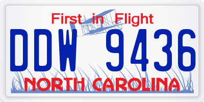 NC license plate DDW9436