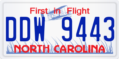 NC license plate DDW9443