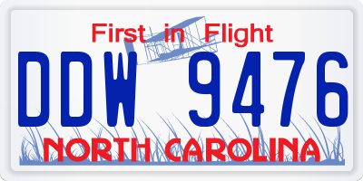 NC license plate DDW9476
