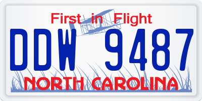 NC license plate DDW9487