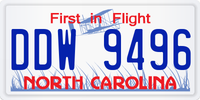 NC license plate DDW9496