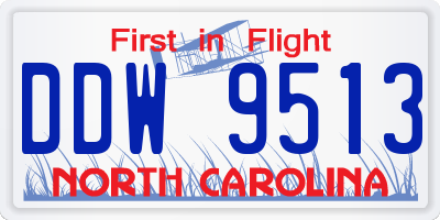 NC license plate DDW9513