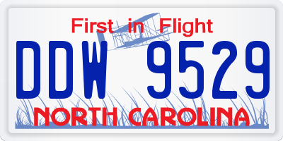 NC license plate DDW9529