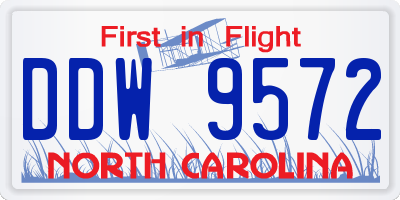 NC license plate DDW9572