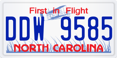NC license plate DDW9585