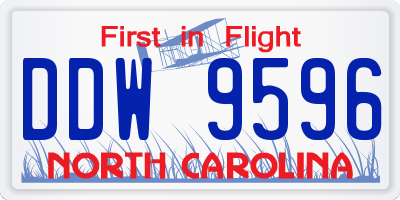NC license plate DDW9596