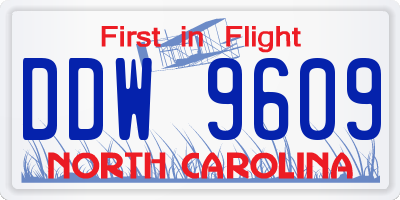 NC license plate DDW9609