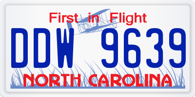 NC license plate DDW9639