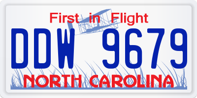 NC license plate DDW9679