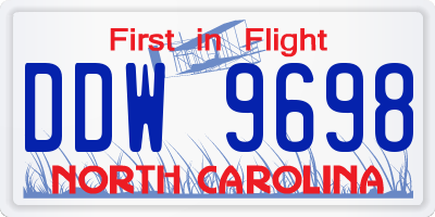 NC license plate DDW9698
