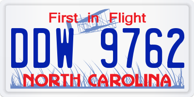 NC license plate DDW9762