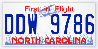 NC license plate DDW9786