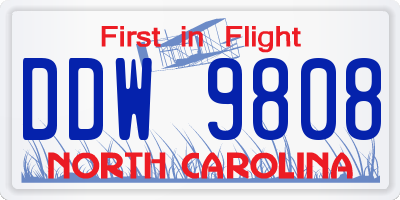 NC license plate DDW9808