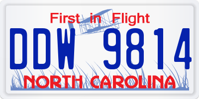 NC license plate DDW9814
