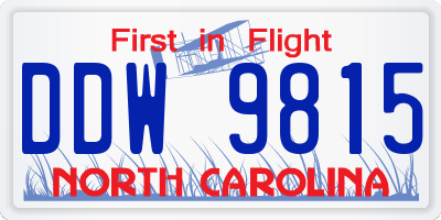 NC license plate DDW9815