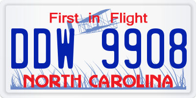 NC license plate DDW9908