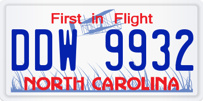 NC license plate DDW9932