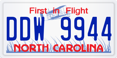 NC license plate DDW9944