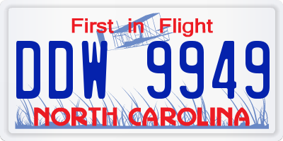 NC license plate DDW9949