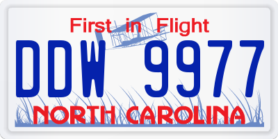 NC license plate DDW9977