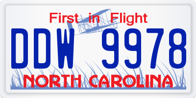 NC license plate DDW9978