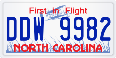 NC license plate DDW9982