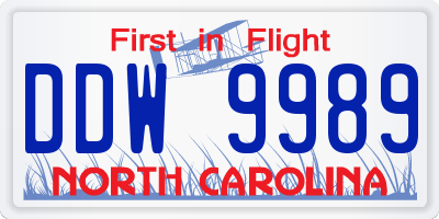 NC license plate DDW9989