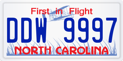 NC license plate DDW9997