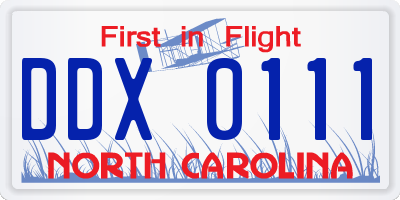 NC license plate DDX0111