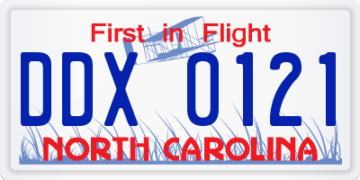 NC license plate DDX0121