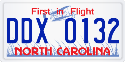 NC license plate DDX0132