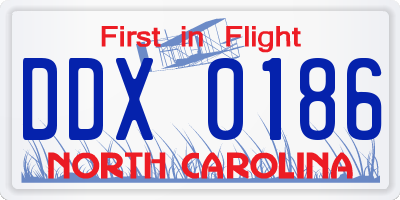 NC license plate DDX0186