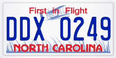 NC license plate DDX0249