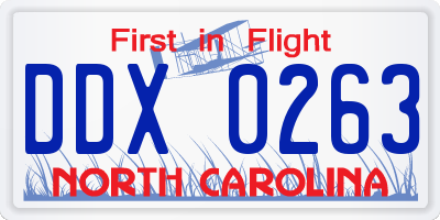 NC license plate DDX0263