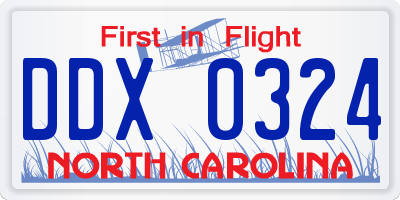 NC license plate DDX0324