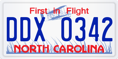 NC license plate DDX0342