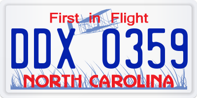 NC license plate DDX0359
