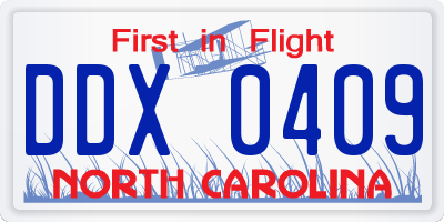 NC license plate DDX0409