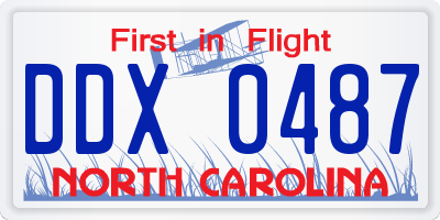 NC license plate DDX0487