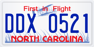 NC license plate DDX0521